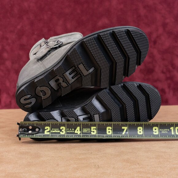 Sorel Wmn Joan Of Artic Wedge II Zip Grey Moto Biker Zip Lug Ankle Boots sz 7.5 - Picture 5 of 8